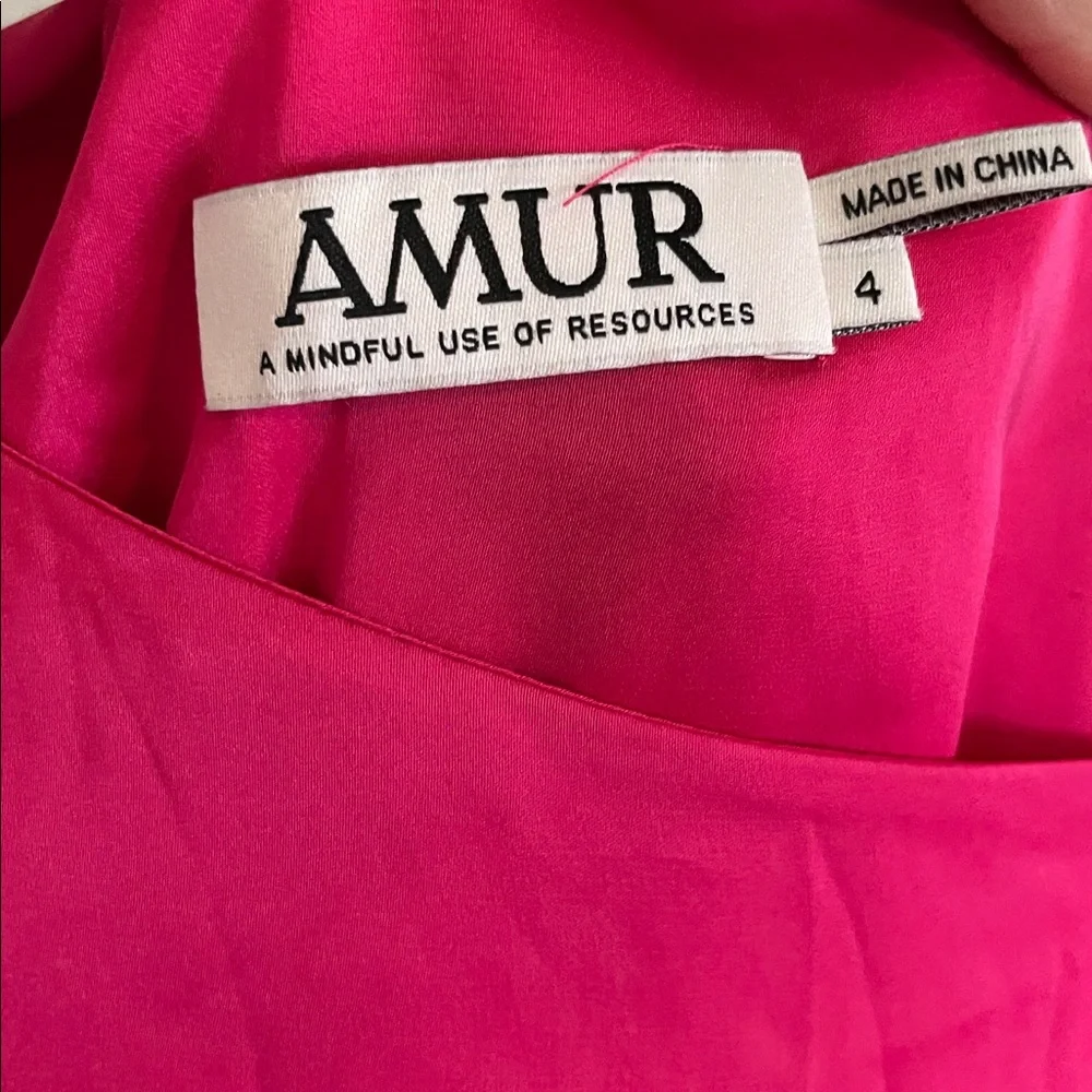 AMUR Deena Dress One Shoulder Midi Women’s 4 Cut Out Rosie Raspberry Hot Pink - Picture 10 of 13